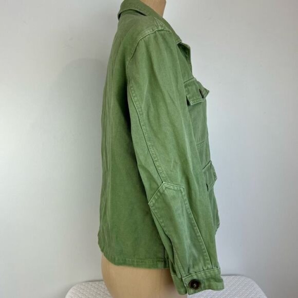 Pull&Bear Women’s XS Green Cotton Active Utility Army Jacket Coat Multi Pocket - Picture 9 of 9